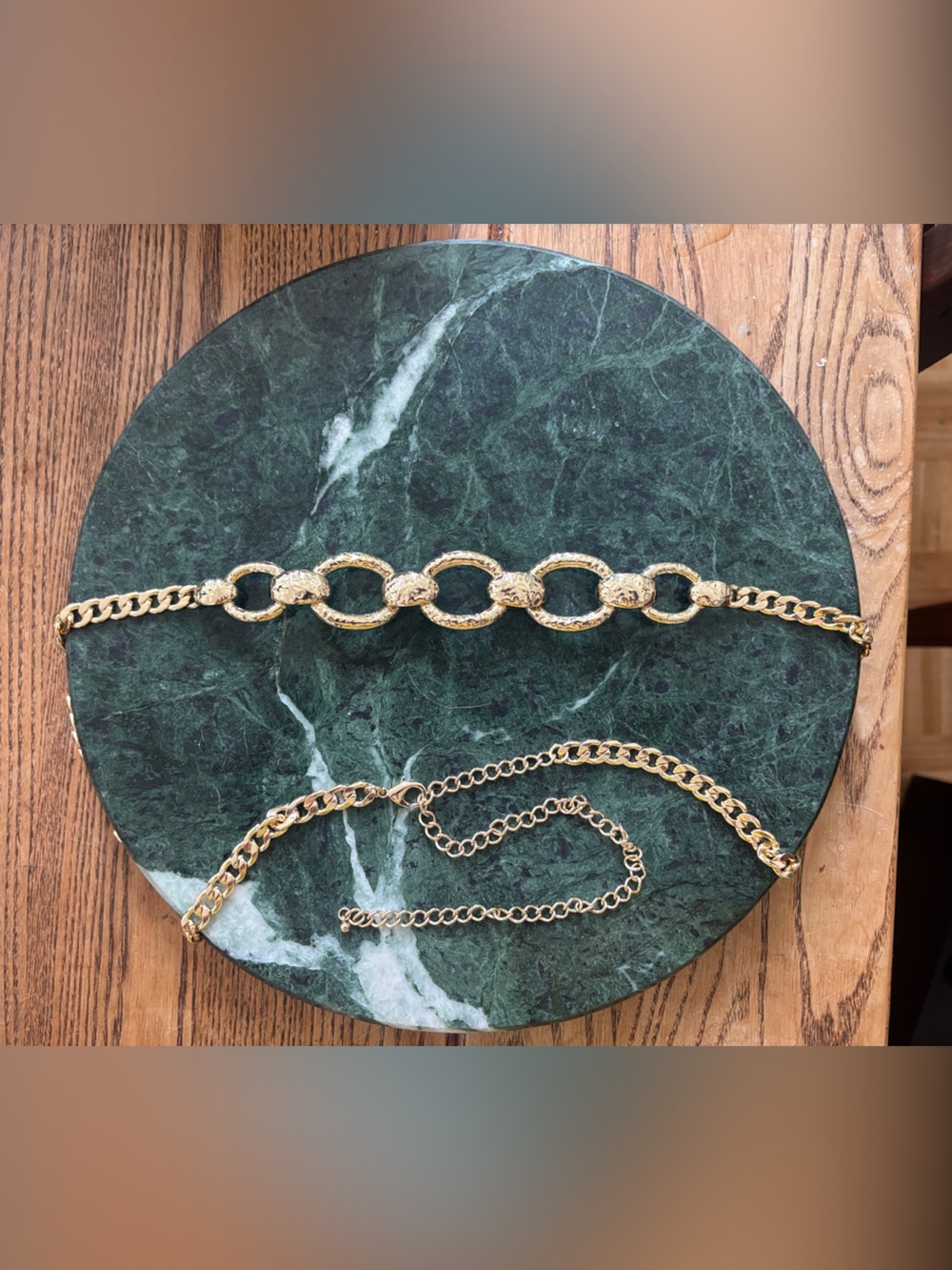 Textured Gold Link Statement Waist Belt for Women